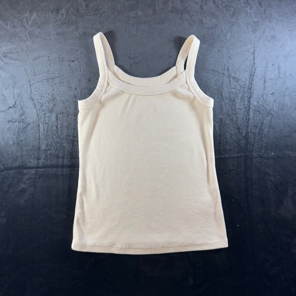 Old Navy Womens Ribbed Tank Top Cream Off White Scoop Neck XS
